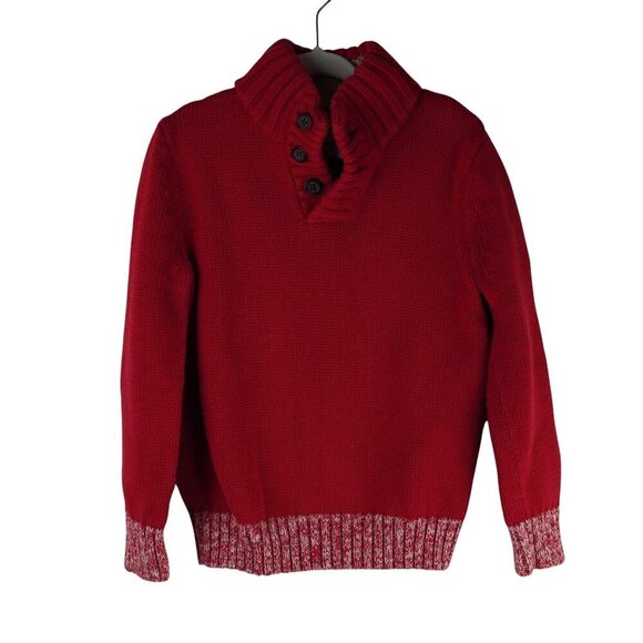 Lands End Kids Red Sweater With Button-Up Collar & Two-Tone Cuffs Sz 2-3‎ - Picture 1 of 8